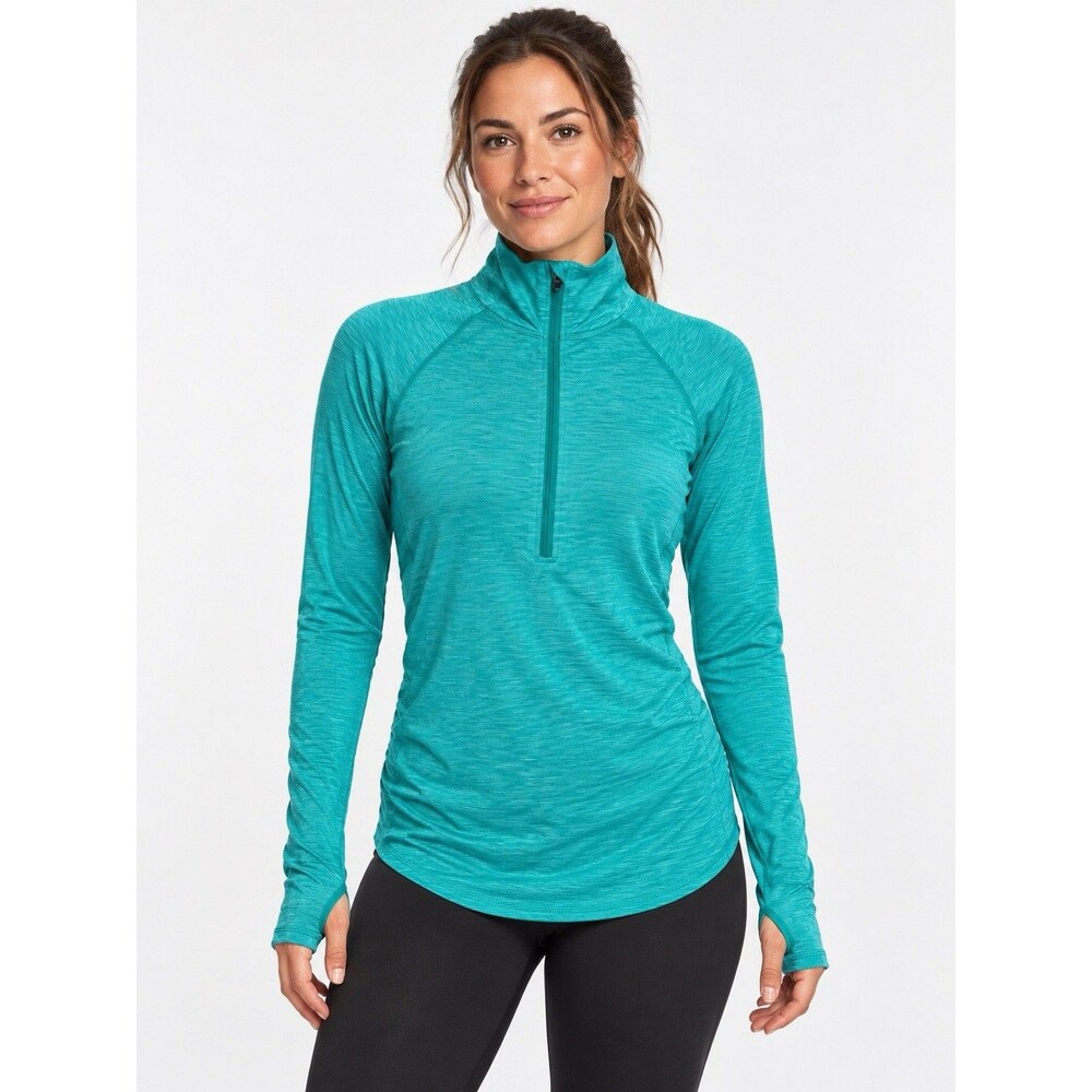 The North Face Motivation Stripe Flash Dry Half Zip Teal Long Sleeve Women Small